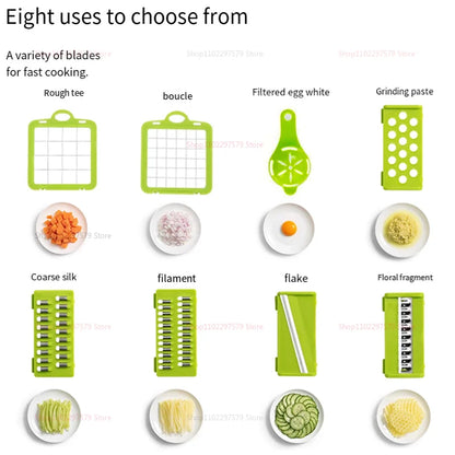Multifunctional Portable Kitchen Chopper Vegetable Shredder Slicer, Potato Carrot Grater, Fruit Veggie Home Food Processor