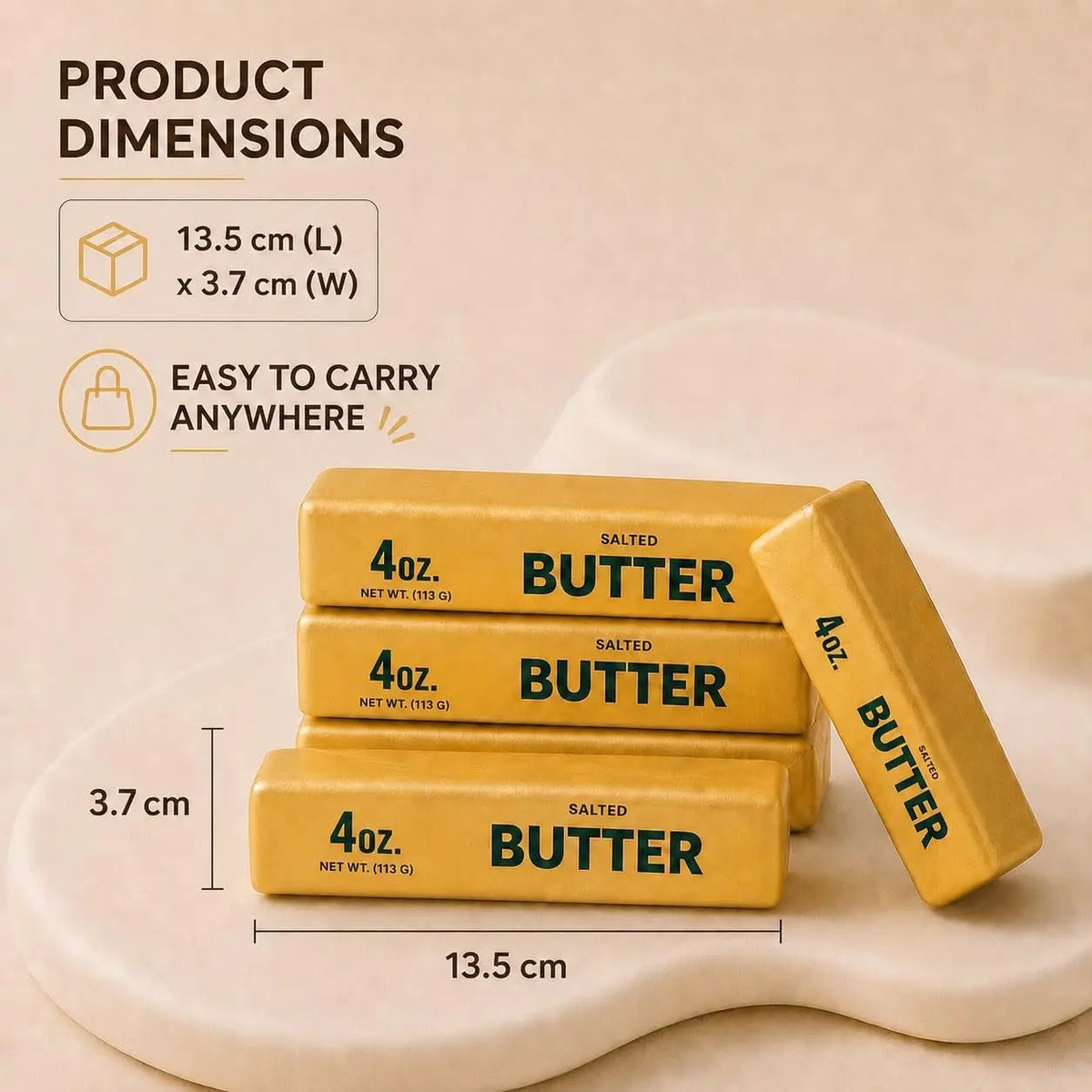 13.5cm Golden Butter Fake Food Squishy Slow Rising Soft Squeeze Anxiety Relief Office Desk Companion Vent Gadget Adult Present