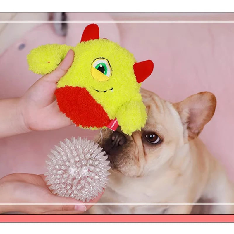 OUZEY Squeaker Dogs Balls Toy Bite Resistant Plush Toys For Small Dogs Interactive Chew Ball Toys Pets Training Accessories