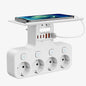 4000W Eu Plug Power Strip Multifunction Socket Smart Night Light Independent Switch European Standard Outlet with USB C Ports