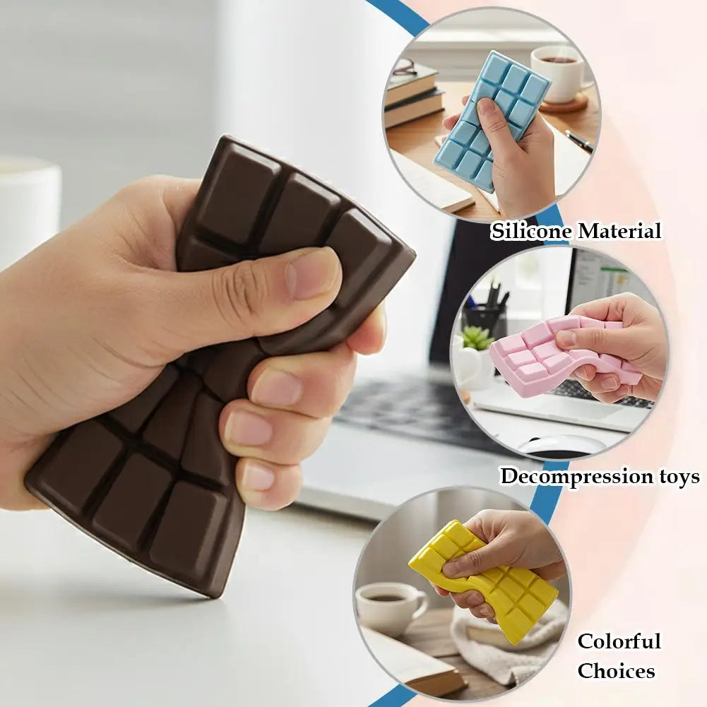 PU Soft Simulated Chocolate Squeeze Toy - Slow Rebound Stress Reliever for Office, Hand Relaxation, Desk Decor Gift