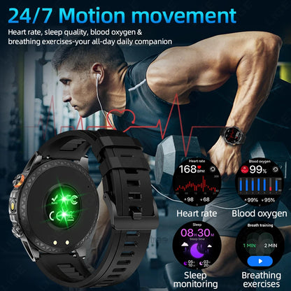 LIGE Nowy wojskowy do T-Rex 3 Ultra Smart Watch Bateria 1000 mAh Wodoodporny IP68 Kompas Latarka Sportowy monitor Smartwatch Mężczyźni