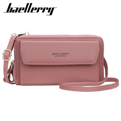 Baellerry Women's Double Zipper Mini Crossbody Bag Mobile Phone Shoulder Bag Premium Handbags Wallet for Women