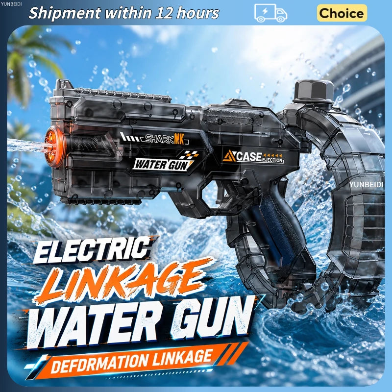 Electric Water Gun with LED Light Large-capacity Long-range Shooting Water Gun Summer Outdoor Game Toy Children's Adults' Gift