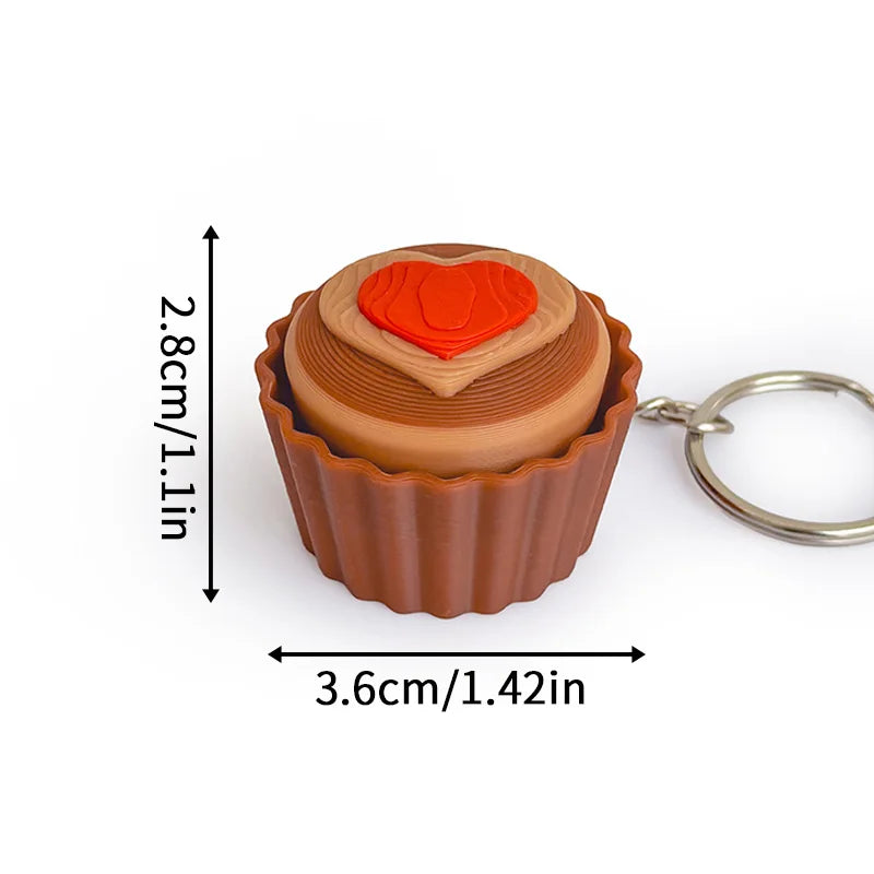 3D Printed Cappuccino Coffee Cup Keyrings Creative Clicker Button Dessert Keychains Office Stress Relief Keyboard Fidgets Gifts