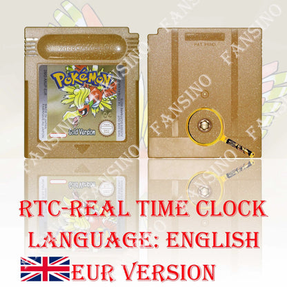 GB/GBC Real Time Clock Pokemon Crystal/Gold/Silver Version Video Game Cartridge with Battery USA/NOE/FRA/ESP/ITA Version
