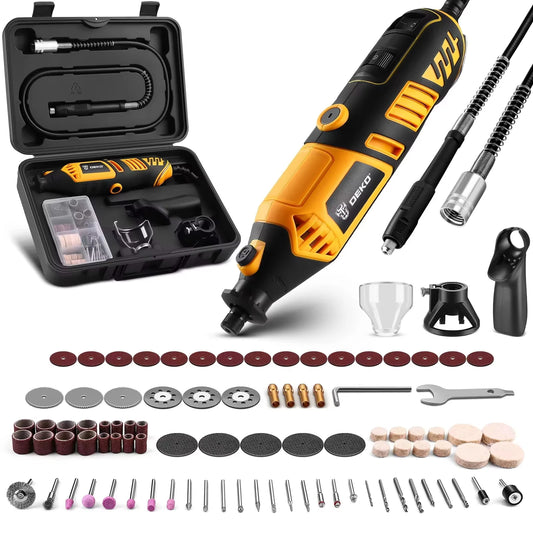DEKO 220v Zestaw Narzędzi Obrotowych Elektrycznych, Mini Szlifierka do Drewna/Metalu, Wiertarka