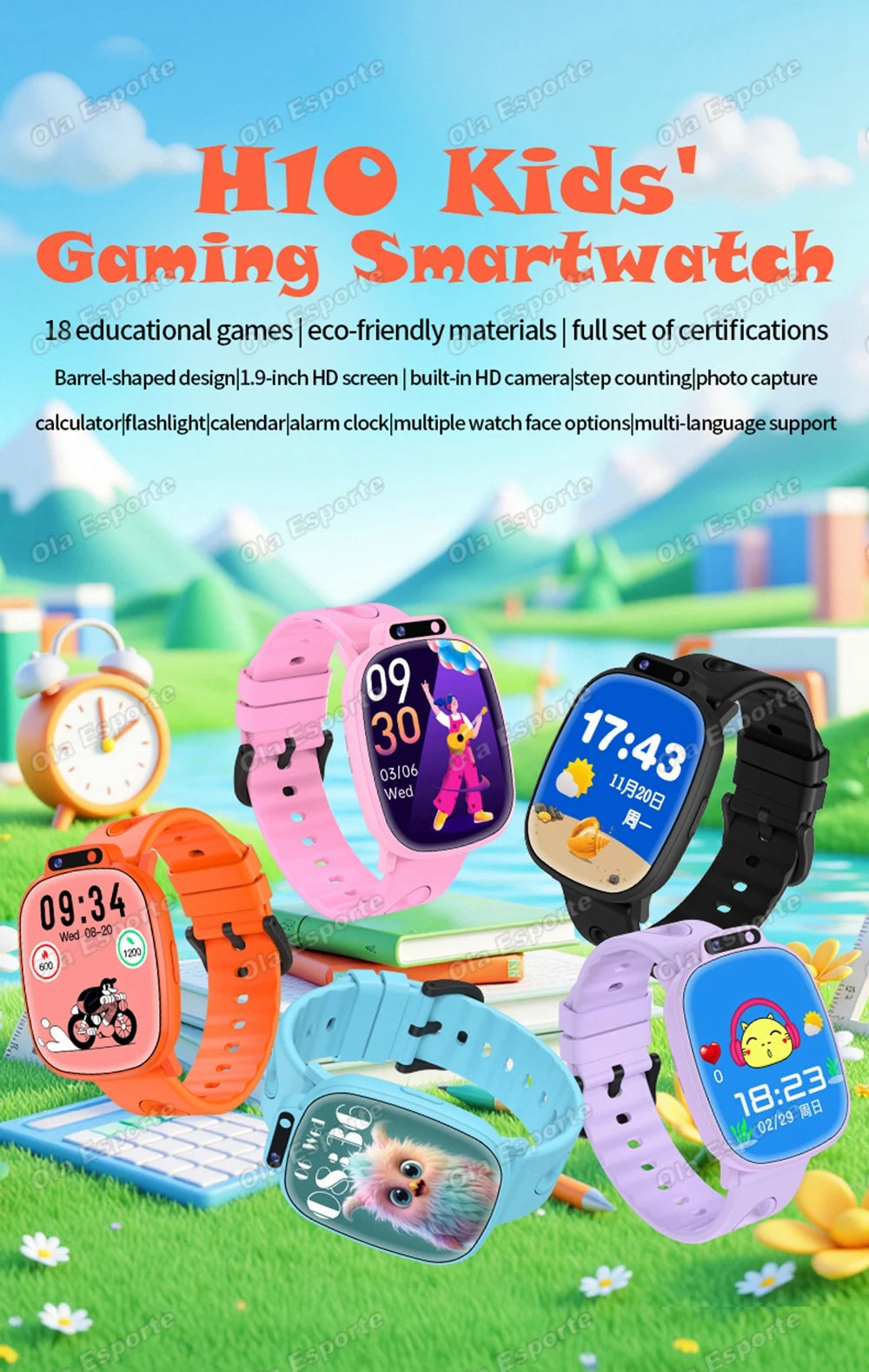Children's Smart Watch 2026 Camera LED Flashlight Fun Games Stopwatch Calculator Alarm Reminders Boys and Girls Smartwatch HW12