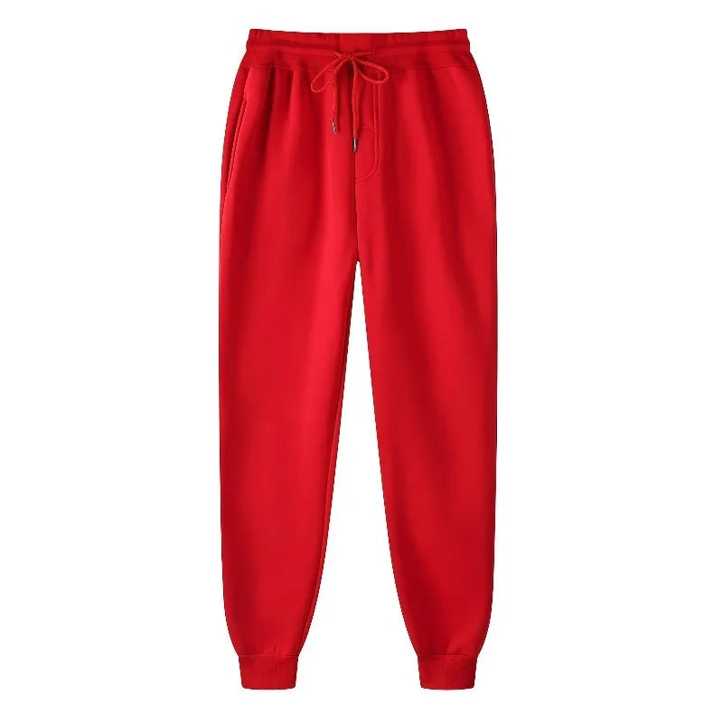 Unisex Solid Jogger Sweatpants Elastic Drawstring Cuff Sports Pants Multi-color Loose Fit Casual Gym Running Trousers Size S-3XL