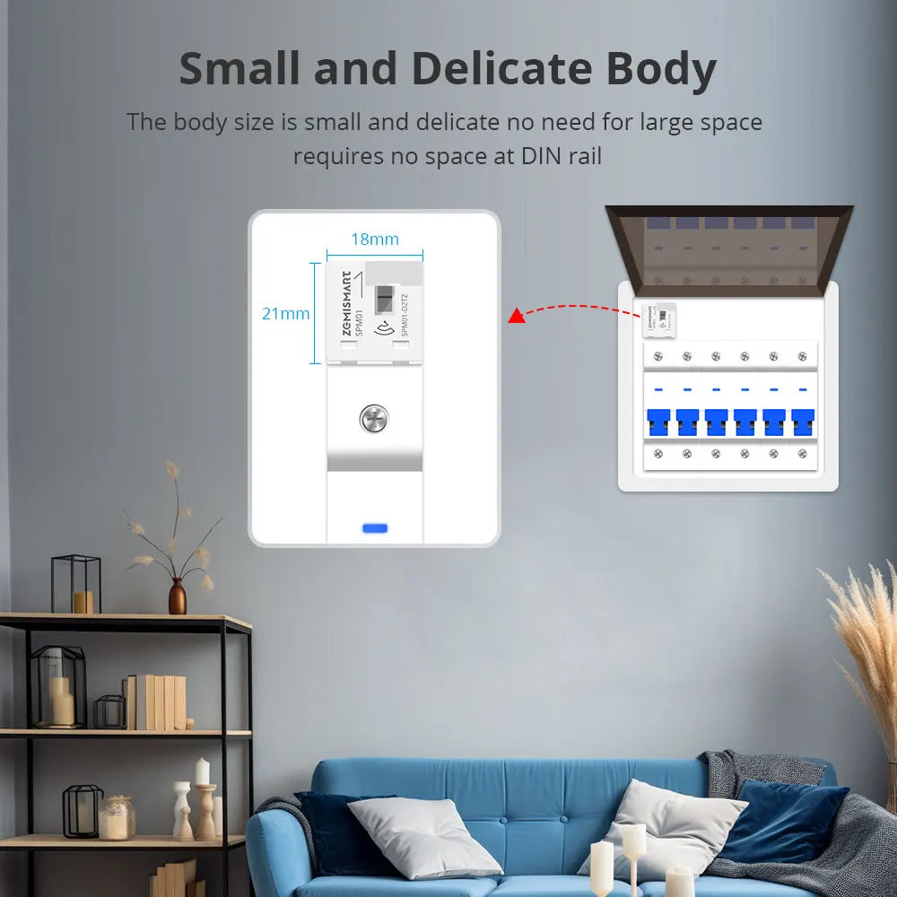 Zemismart Smart Energy Meter Zigbee Monitor Electric Sensor Measure Work with Tuya App Supports Home Assistant via Zigbee2MQTT