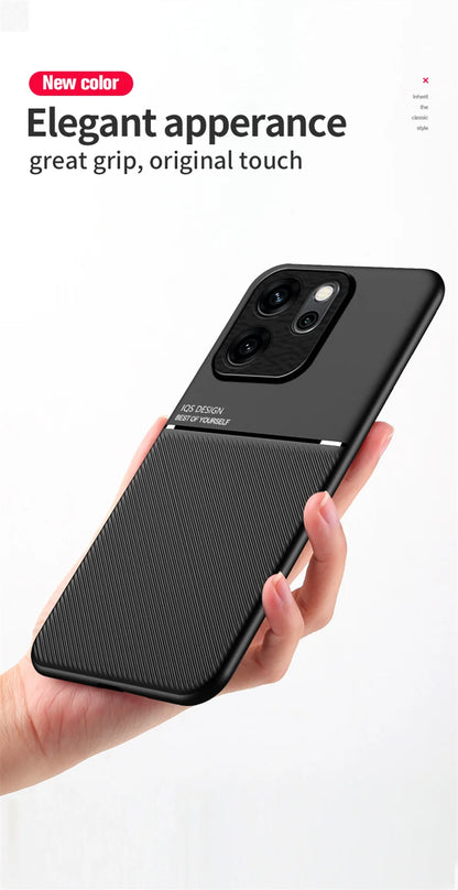 Oppo Reno 14F 5G Case Luxury Soft Leather Phone Cases for Reno14 F Reno14F 5G CPH2743 6.57“ ”Car Magnetic Holder Back Cover