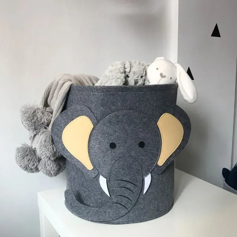 1/2/3/5PCS Baby Storage Basket Panda Dinosaur Cartoon Felt Organizer Laundry Dirty Clothes Bucket Toy Storage Box Gift Ideas