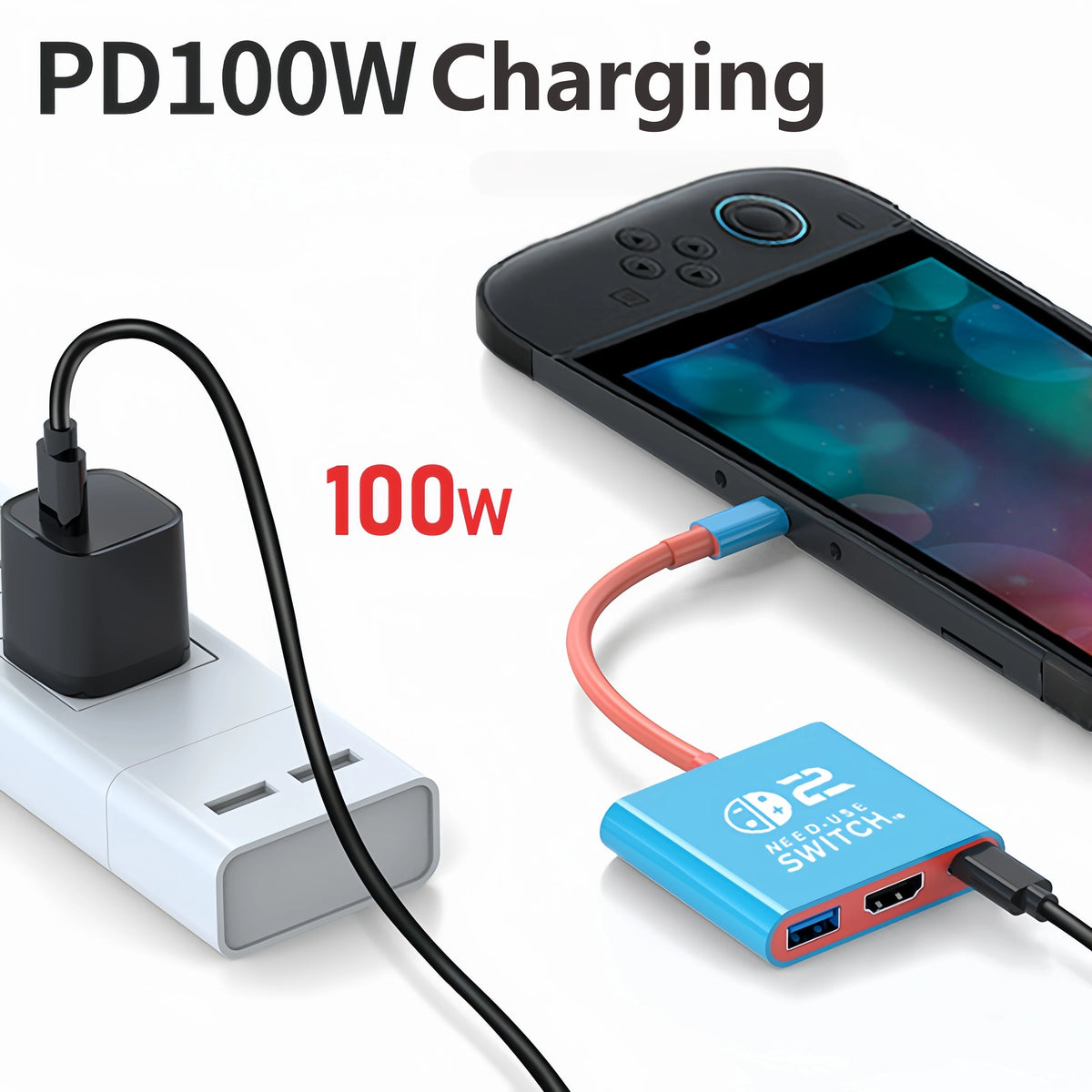 Docking Station for Nintendo Switch 2,4K 60Hz TYPE-C Hub with HDMI and USB-C 3.0 PD100W Charge Perfect for Switch 2/Switch/OLED