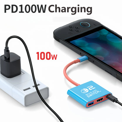 Docking Station for Nintendo Switch 2,4K 60Hz TYPE-C Hub with HDMI and USB-C 3.0 PD100W Charge Perfect for Switch 2/Switch/OLED