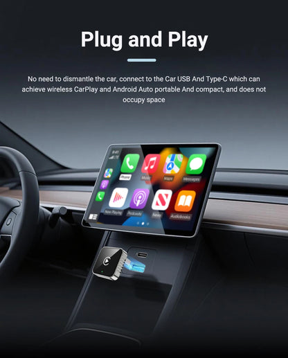 Bezprzewodowy CarPlay Android 2026 Nowy Inteligentny Adapter Samochodowy Bezproblemowy Plug&Play Stabilne połączenie BT WiFi Aktualizacja OTA Pasuje do 99% Pojazdów