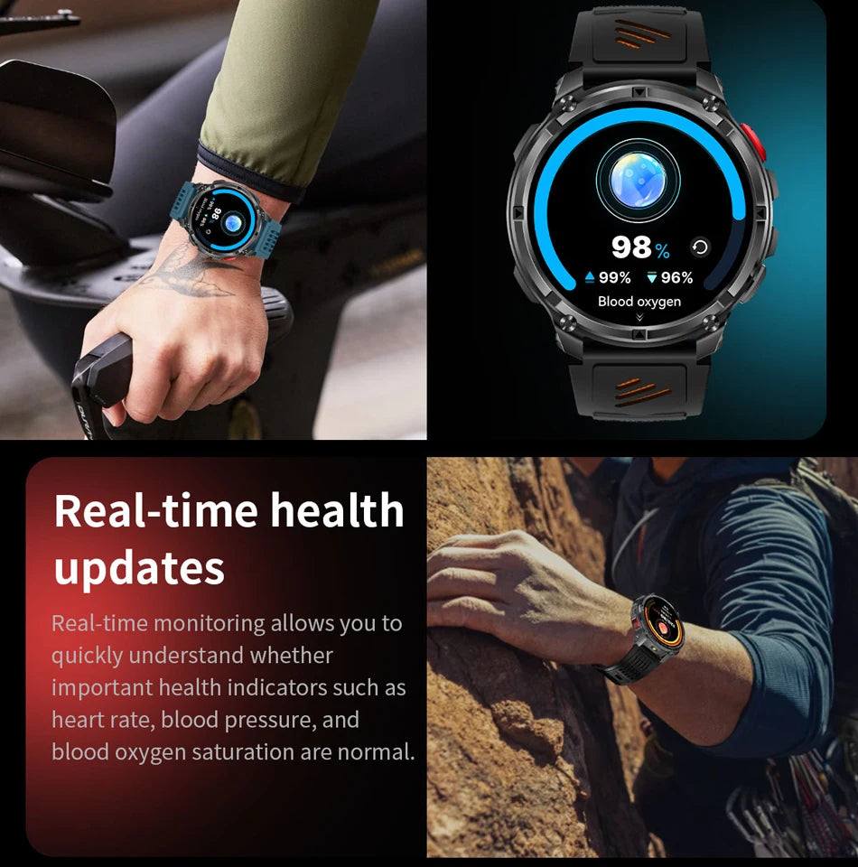 Military T-Rex 3 GPS Waterproof Smart Watch 1.46"HD AMOLED Built-in 6 Frequency Satellite Outdoors Sports Fitness Smart Bracelet