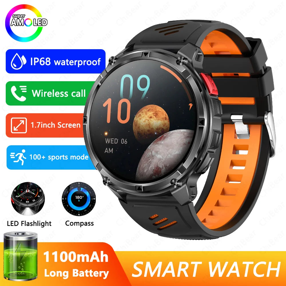 Military T-Rex 3 GPS Waterproof Smart Watch 1.46"HD AMOLED Built-in 6 Frequency Satellite Outdoors Sports Fitness Smart Bracelet