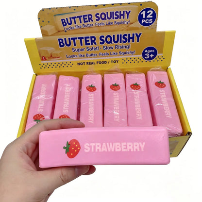 Butter Squishy Pink Strawberry Slow Rising Pu Soft Sticky Stress Relief Squeeze Toy For Adult Anxiety Relief Fidget Toy