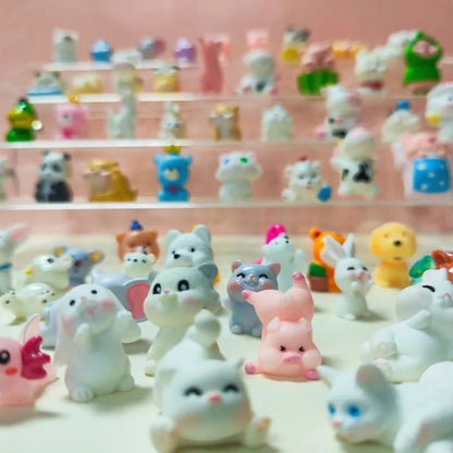 60pcs Mini Resin Animal Blind Box Creative Garden Decoration Miniature Landscape Luminous/Solid Color Animal Birthday Gift