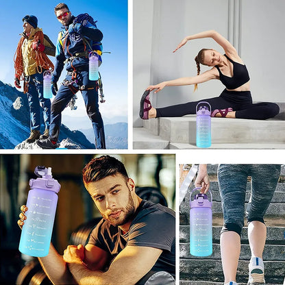Water Bottle 2 Liters Gourd Motivational Water Bottle Time Marker Leak-proof Cup Large-Capacity Gradient Outdoor Sports Fitness
