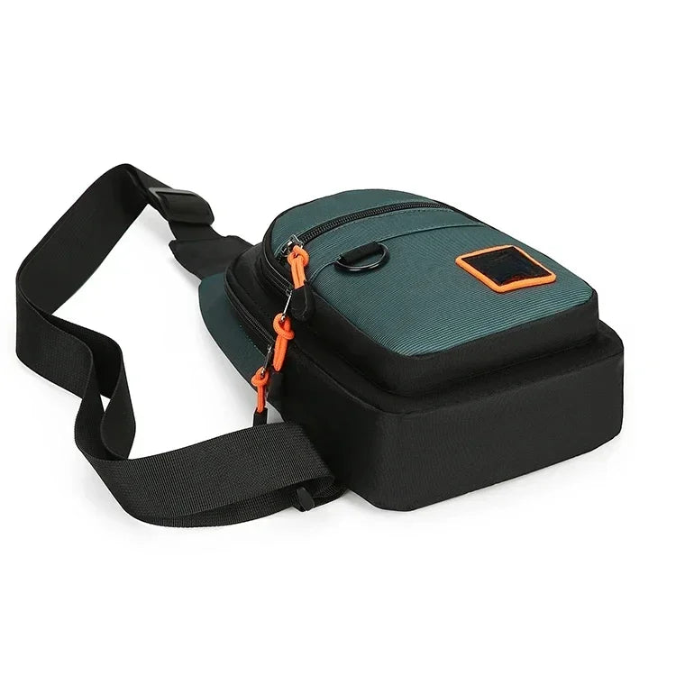 Portable Waterproof Men’s Chest Bag, Lightweight Crossbody Backpack, Black Army Green Lake Green Optional for Outdoor Daily Use