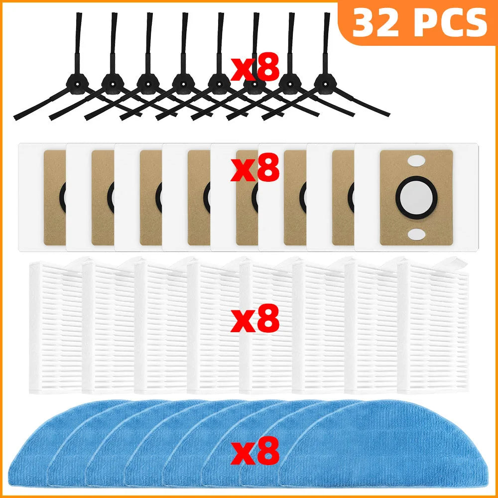Compatible For iLife A30 Pro Robot Vacuum Cleaner Replacement Parts Kit Main Brush Side Brush HEPA Filter Mop Cloth Dust Bag