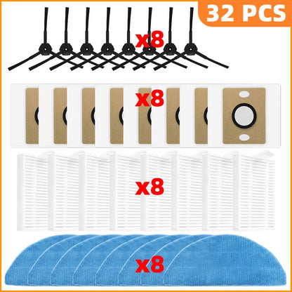 Compatible For iLife A30 Pro Robot Vacuum Cleaner Replacement Parts Kit Main Brush Side Brush HEPA Filter Mop Cloth Dust Bag