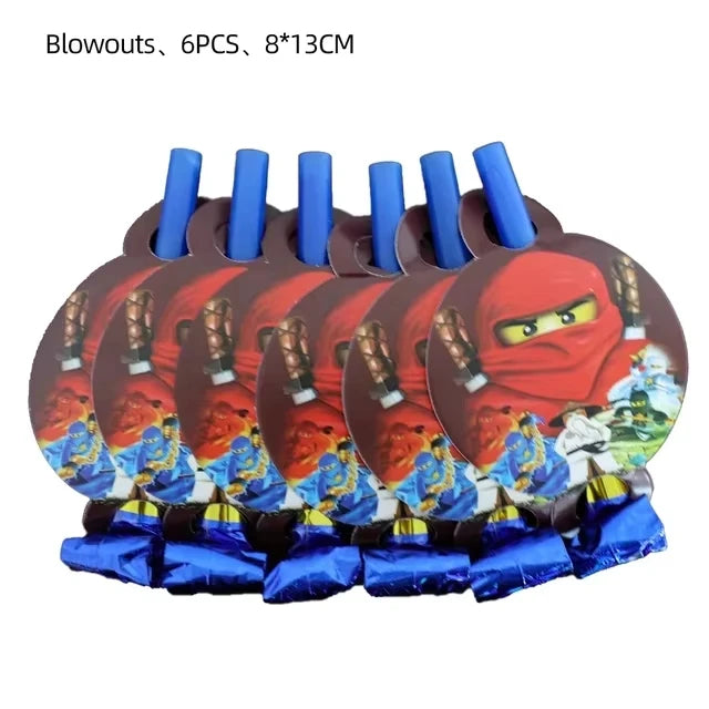 Ninjas Birthday Party Decoration Set Tableware Tablecloth Cup Plate Balloon Cake Topper Candy Boxes Party Favors Supplies Gifts