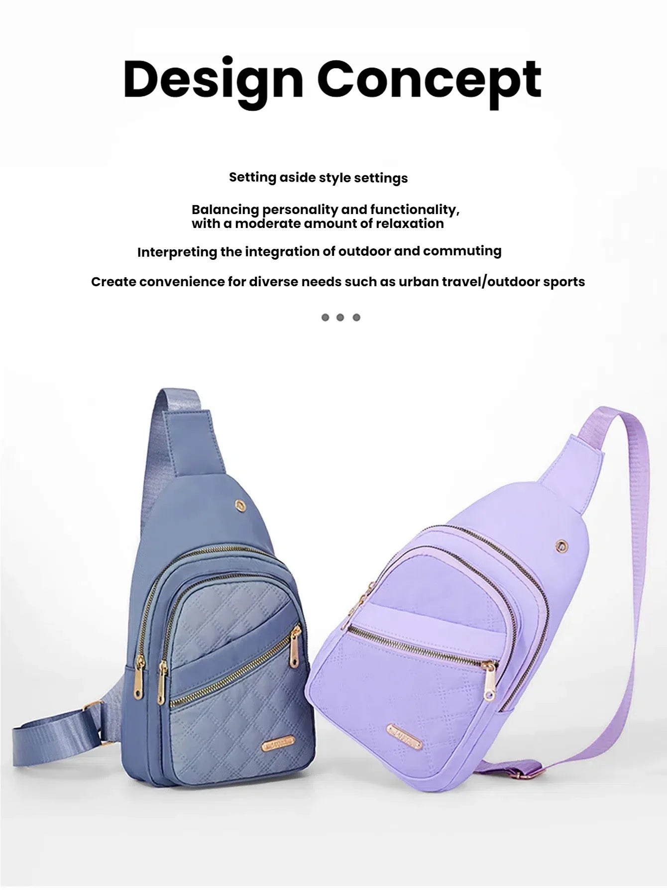 Leisure Quilted Crossbody Bag for Women Chest Bag with Earphone Hole Outdoor Hiking Sling Bag Suitable for Daily Use, Travel