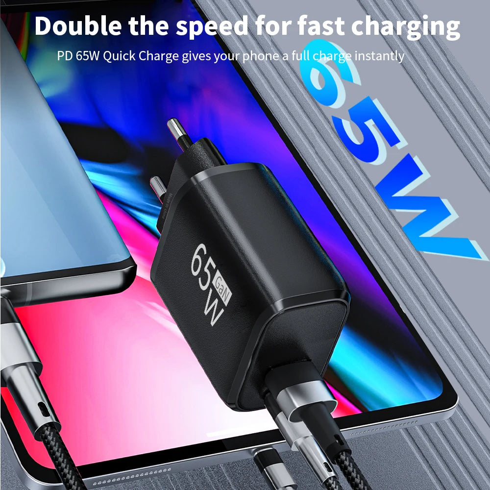 GaN USB C Charger Fast Charging Charger Quick Charge 3.0 PD Wall For Phone Adapter For iPhone 15 Xiaomi POCO Samsung Oneplus