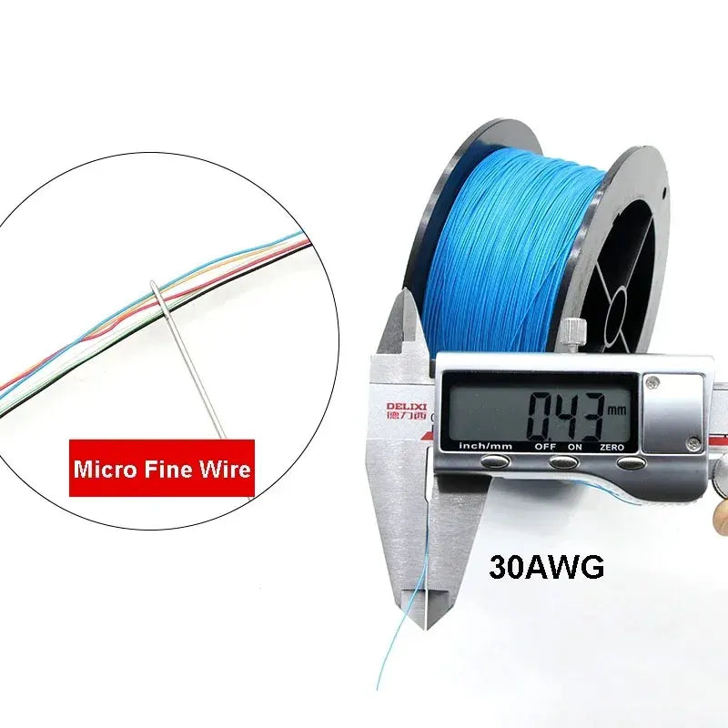5/10/20M UL1423 PTFE Micro Fine Wire 38/36/34/30/28/26/24AWG PVDF Insulated Electronic Single Core Silver Plated Copper Cable