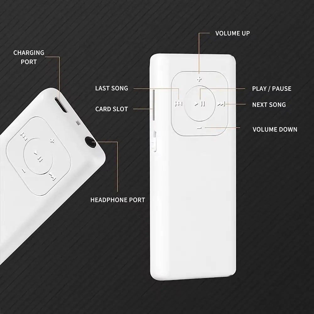 Fashion Long Strip Student MP3 Solid Color Ultra-thin MP3 Music Player Simple Mini Music Player Men Women