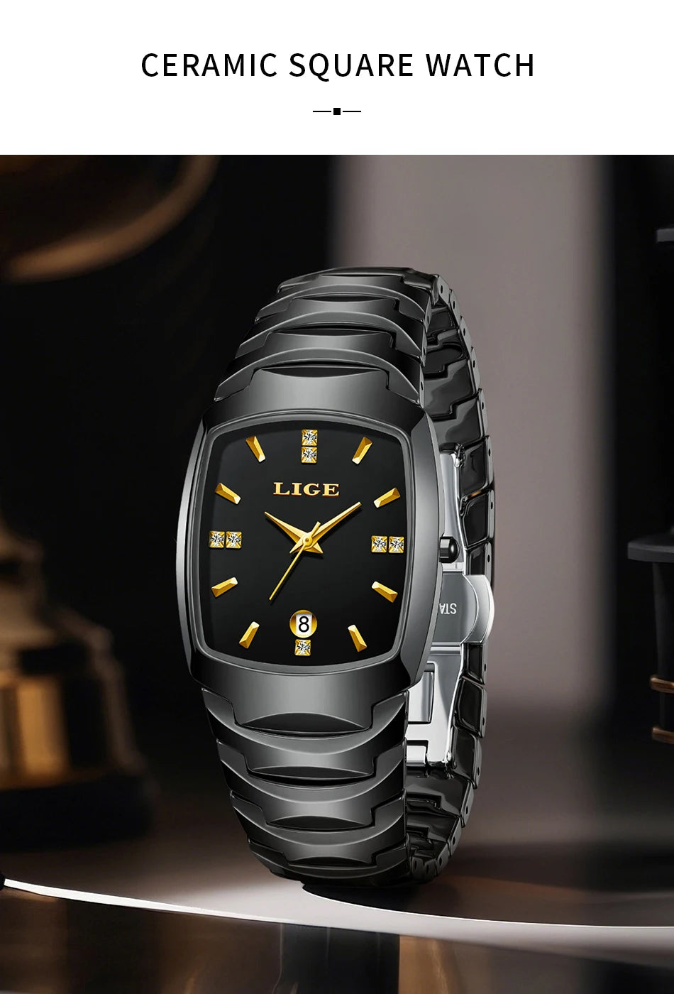 LIGE New Ladies Waterproof Watch Luxury Ceramic Braceletz Women Watches Creative Fashion Original Elegant Quartz Wristwatch Gift