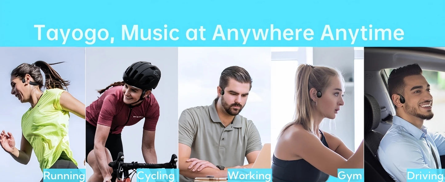 Słuchawki pływackie Tayogo Bone Conduction, Bluetooth 5.3, IP68 Wodoodporne słuchawki douszne MP3 z otwartą konstrukcją do pływania, pamięć 32 GB