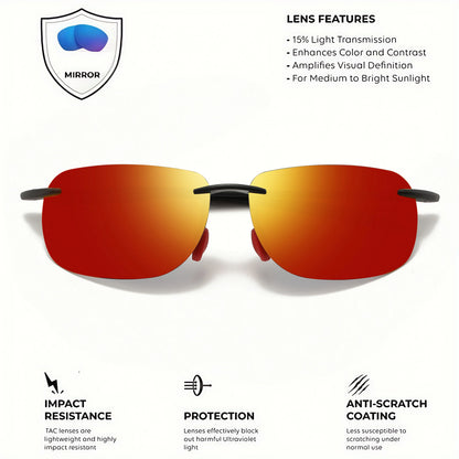 3PCS Ultra Light 11g TR90 Frameless Polarized Sunglasses - Flexible & Comfort Fit, Square Shape for Driving, Fishing, Outdoor