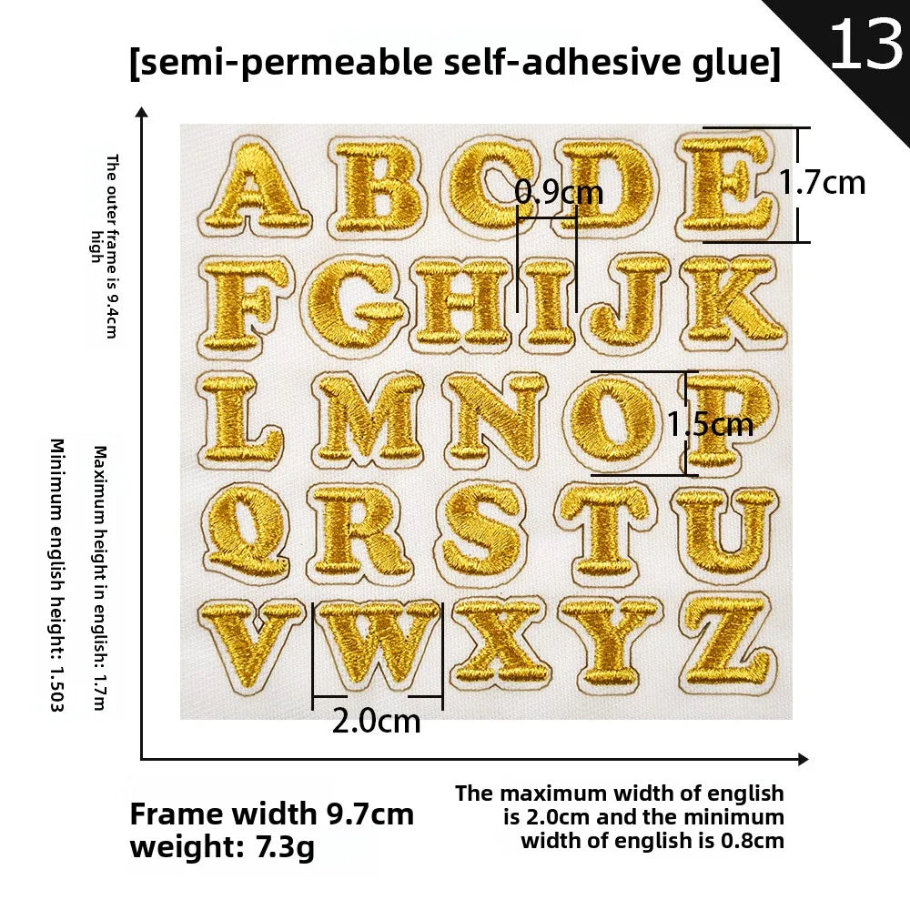 26pcs Small Letter Embroidered Patches Self-Adhesive Fabric Stickers Patche For Fabric, Clothes, Hat, Socks, Jeans,Backpacks