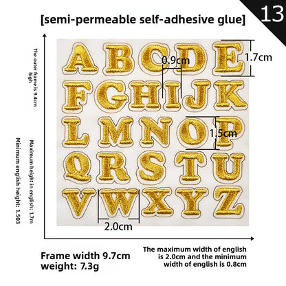 26pcs Small Letter Embroidered Patches Self-Adhesive Fabric Stickers Patche For Fabric, Clothes, Hat, Socks, Jeans,Backpacks