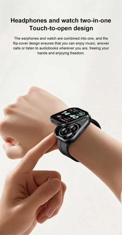 LIGE Bluetooth Headphones with clip-on design 2 In 1 Smartwatch with Earphones Heart Rate Sport Fitness Headset Smart Watch 2026