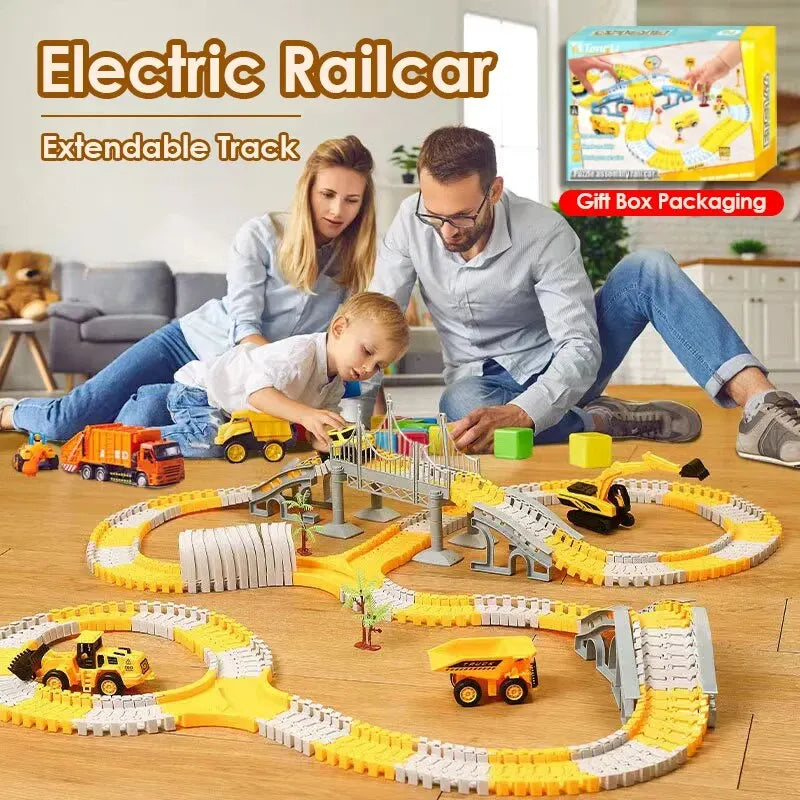 Kids Electric Track Toy Engineering Minin Car Set Puzzle Boy Toys Track Car Train Toys For Children Birthday Gifts