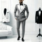 2-Piece Men's Casual Smolking Set with White Lapel Blazer And Black Pants Wedding Groomsmen Suit for Ceremony And Festa