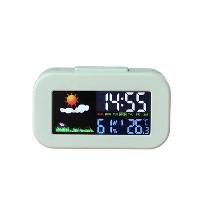Weather Station Clock with Bright Color LCD Screen for Comprehensive Temperature and Humidity Measurement Best for Study Room
