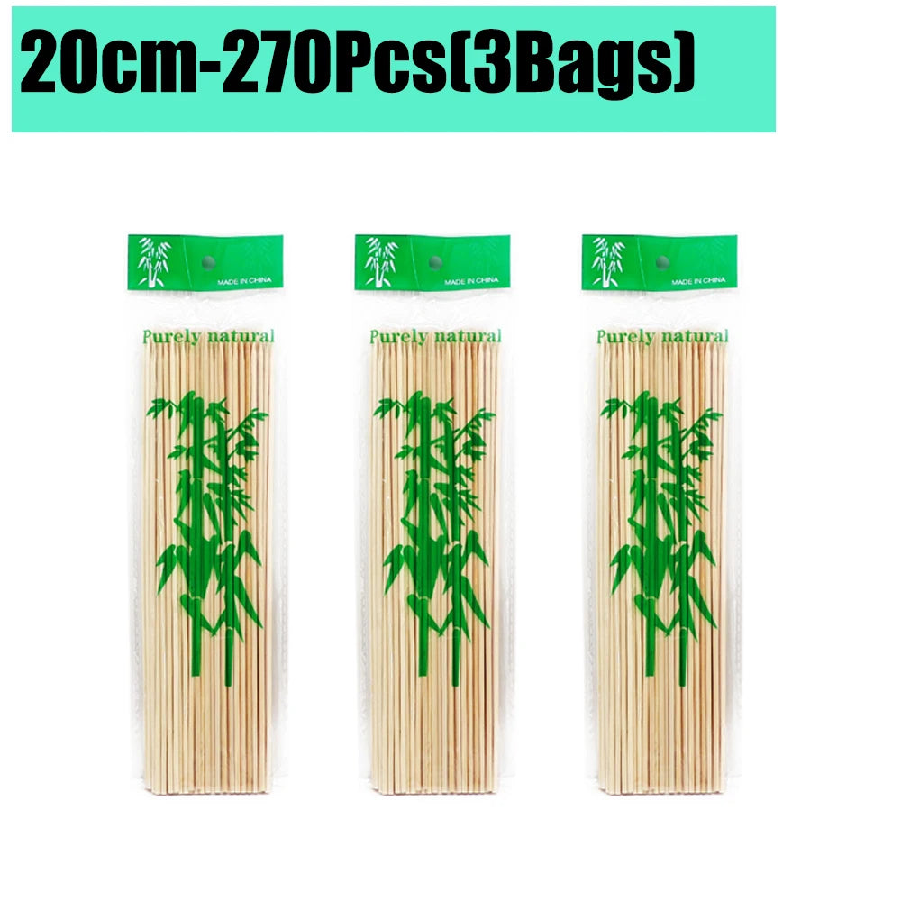 90-1350Pcs Bamboo Wooden BBQ Skewers Sticks Disposable 15/20/25/30cm for Grilling, Fruit, Kabob,BBQ, Barbecue, Camping, Outdoor