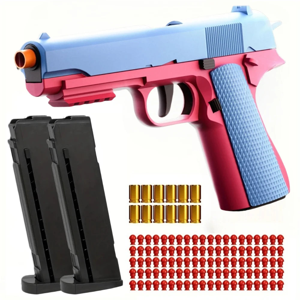 M1911 Toy Gun with Soft Bullets Safe Empty Hanging Launcher Fun Shooting Games Stress Relief Toy for Children Birthday Gift
