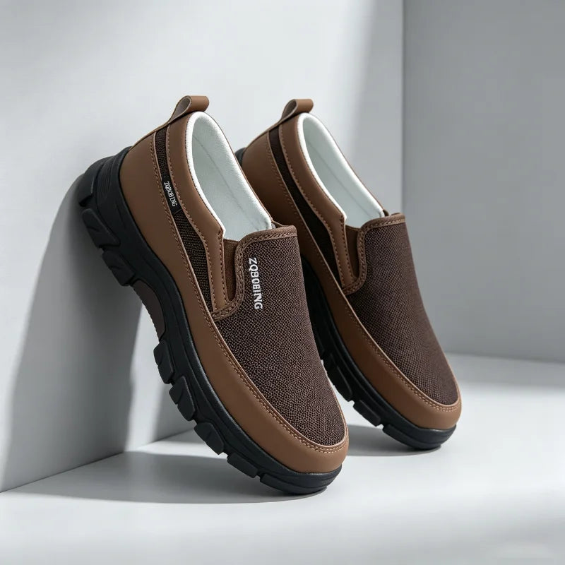 2026 New Men's Loafers Spring Large Size 39-48 Round-Toe Men's Moccasins Slip-On Mature Men's Shoes Simple Lightweight Casual Shoes
