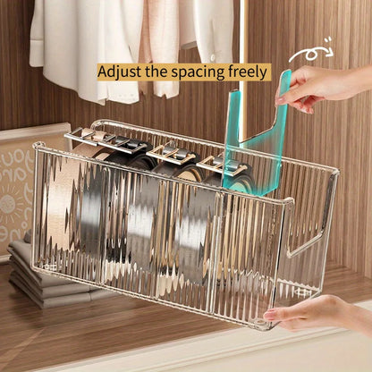 Belt Organizer Box 5 Grids Belt Storage Rack for Closet and Drawer Save Space Tie and Belt Plastic Display Case for Men Women