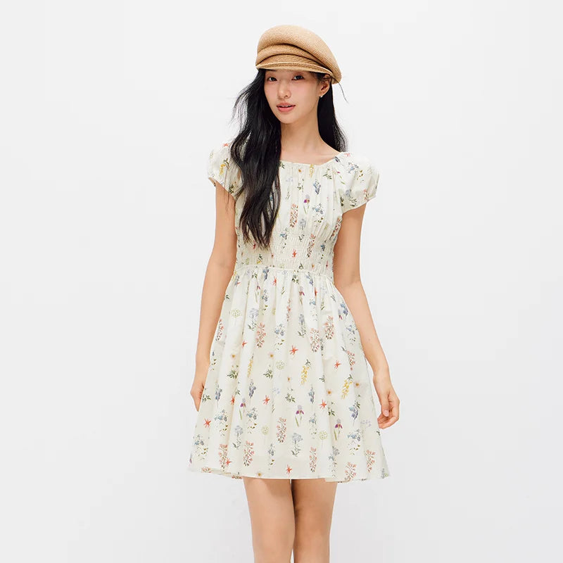 Semir Women Dress Bowknot Waist Print Floral Dress 2026 Summer Sweet Casual Style