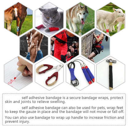 24 Pieces Self Adhesive Bandage Wrap Breathable Vet Wrap Cohesive Bandage First Aid for Pets Athletic Elastic Self Adherent Wrap