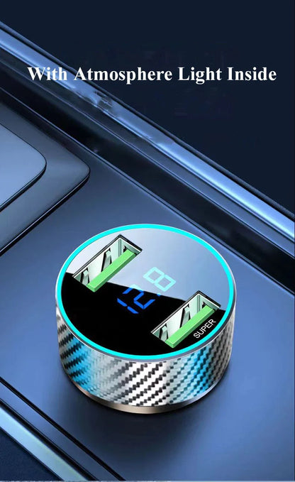 2 in 1 USB Car Charger Adapter 300W Super Fast Charge with Voltage Monitor for iPhone Samsung iPad Huawei Oneplus OPPO VIVO