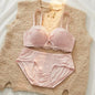 YEMOMO Lace Sexy Bra Set Padded Push Up Small Bust Lift Shaping Half Cup Concealed Bottom Intimate Underwear Set for Women  S-XL