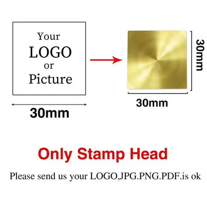 Custom Brass Wax Seal Stamp Personalized LOGO 25/30/40/50mm Round/Square Wax Sealing Head For Wedding Invitation Card Decor Seal